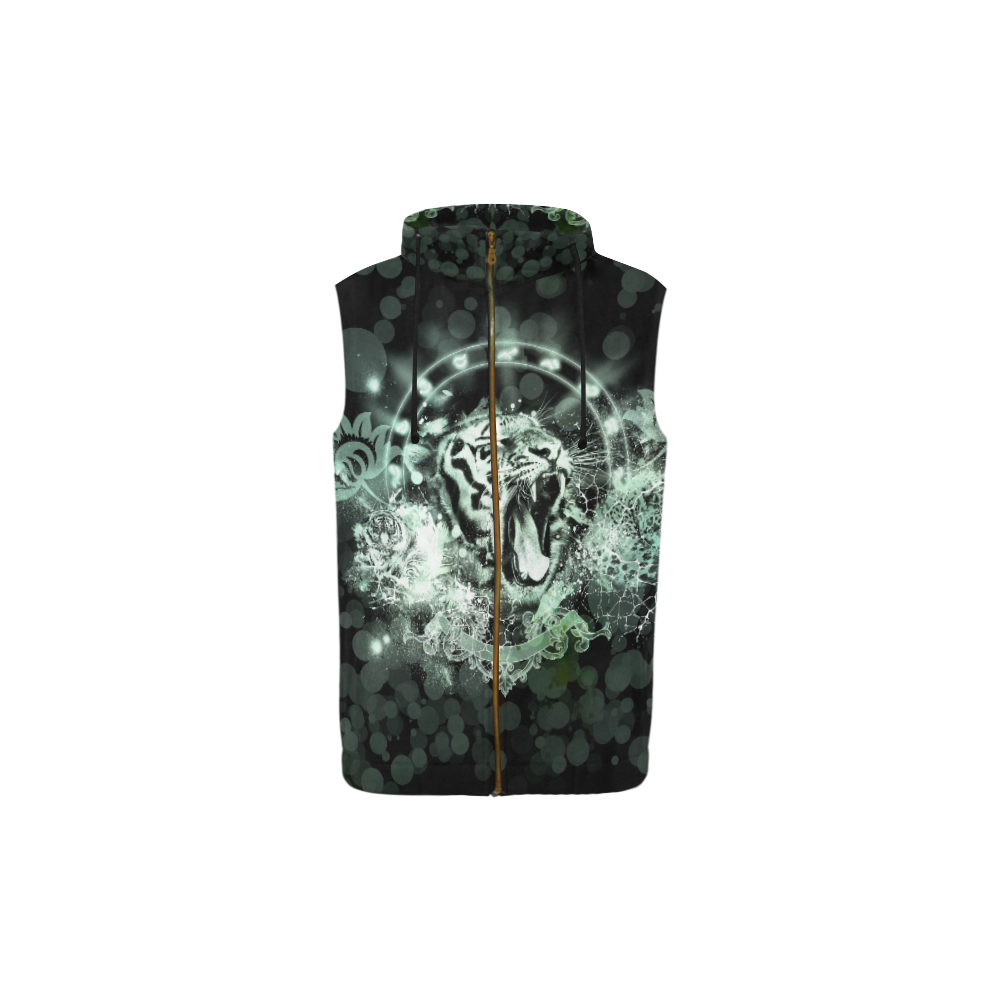 Amazing tigers All Over Print Sleeveless Zip Up Hoodie for Kid (Model H16)