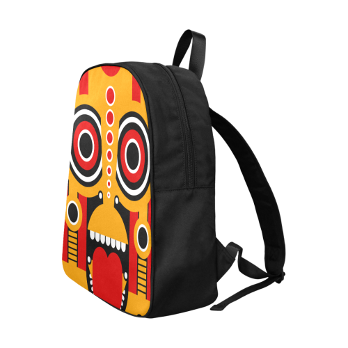 Red Yellow Tiki Tribal Fabric School Backpack (Model 1682) (Large)