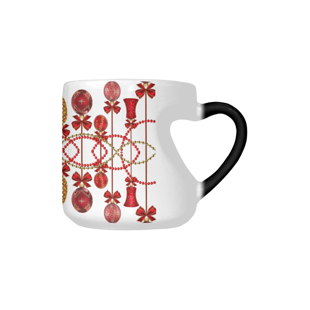 Red and Gold Christmas Ornaments Heart-shaped Morphing Mug