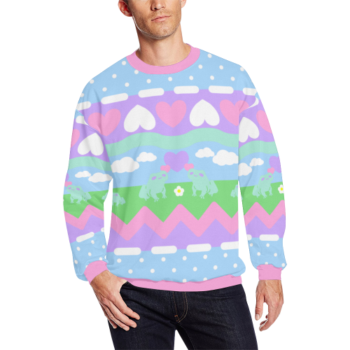 Froggy Fancy Sweater Men's Oversized Fleece Crew Sweatshirt (Model H18)