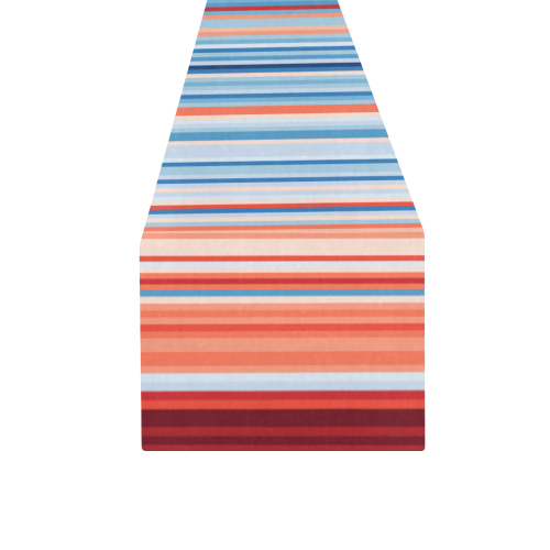 Blue and coral stripe 1 Table Runner 16x72 inch