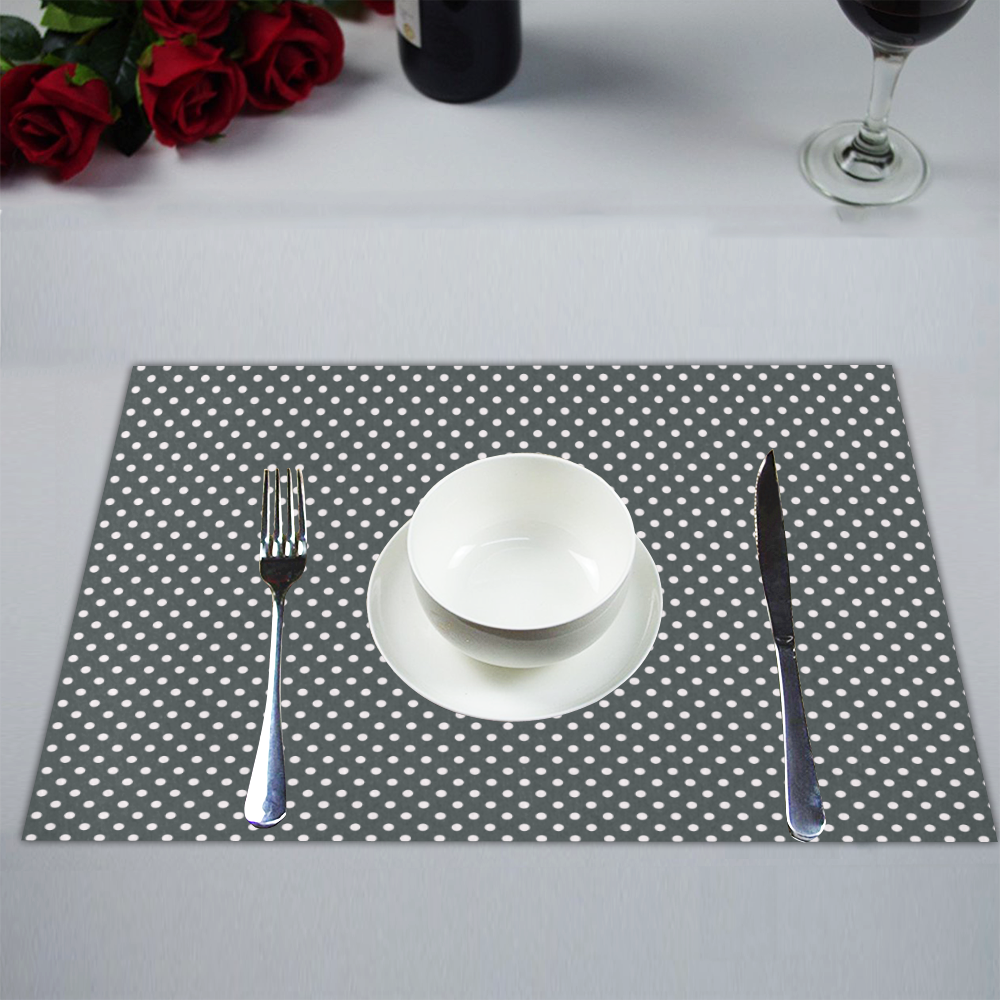 Silver polka dots Placemat 14’’ x 19’’ (Set of 2)