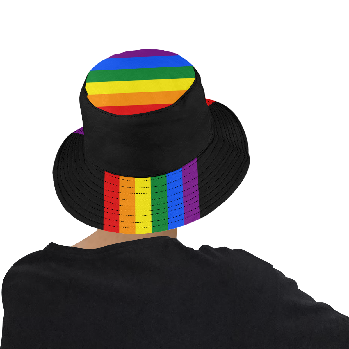 Gay Pride Rainbow Flag Stripes All Over Print Bucket Hat for Men