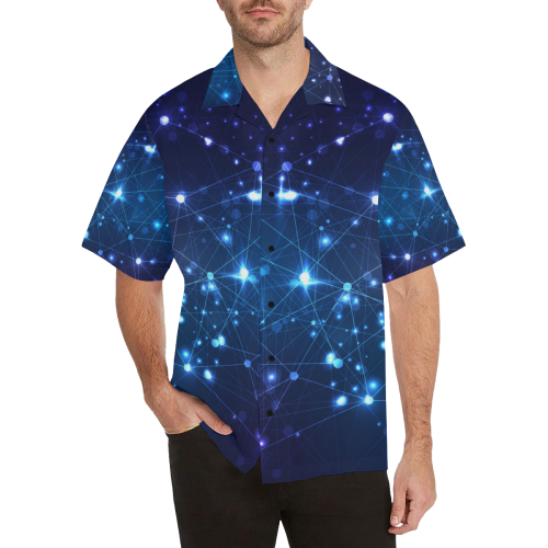 Twinkle Twinkle Little Blue Stars Cosmic Sky Hawaiian Shirt (Model T58)