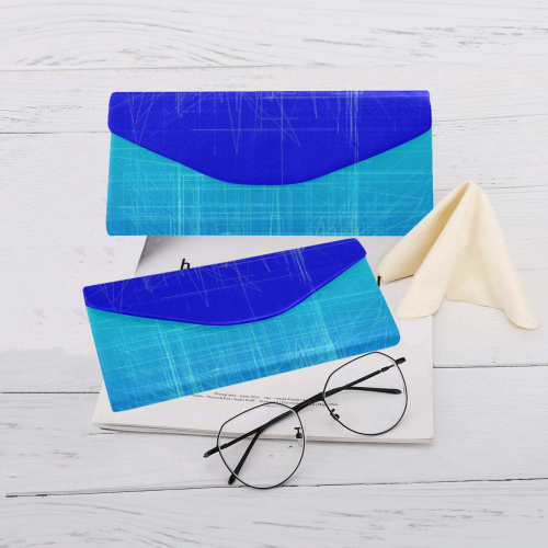 Frosty Blue Retro Glitch Custom Foldable Glasses Case