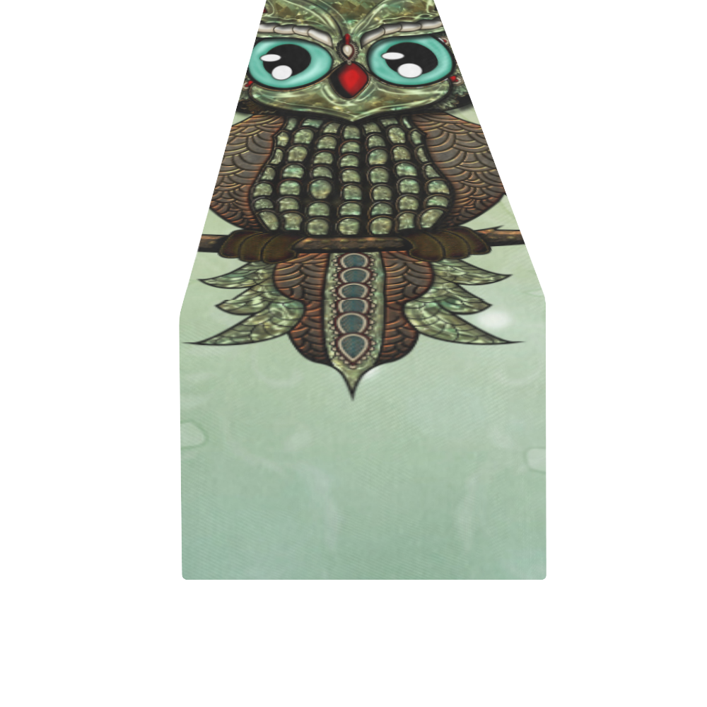 Wonderful owl, diamonds Table Runner 16x72 inch