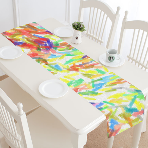 Colorful brush strokes Table Runner 16x72 inch
