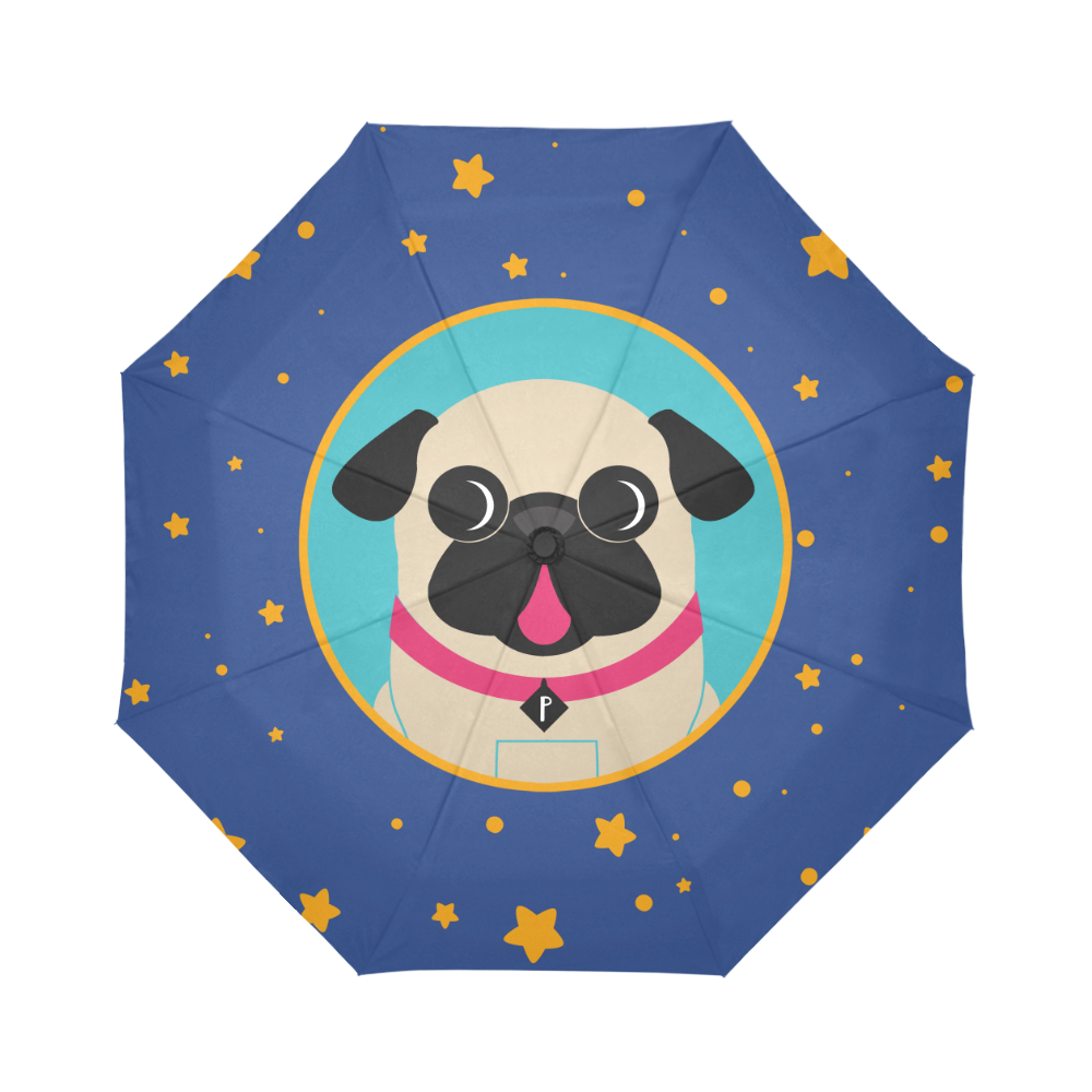 Fawn Pug In Circle Stars Auto-Foldable Umbrella (Model U04)