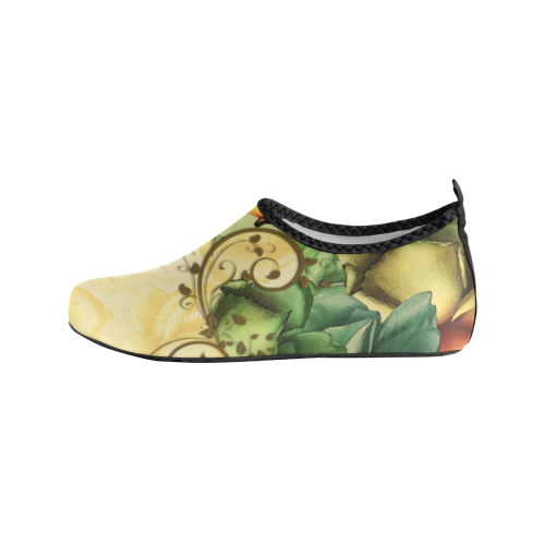 Colorful flowers with butterflies Women's Slip-On Water Shoes (Model 056)