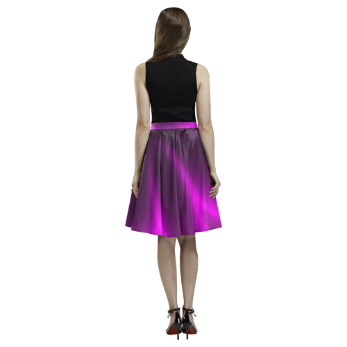 Purple Blossom Melete Pleated Midi Skirt (Model D15)