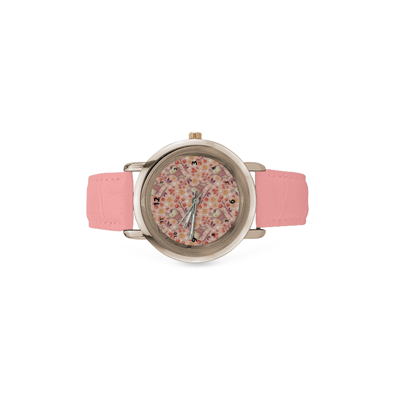 Lovely Dogs Women's Rose Gold Leather Strap Watch(Model 201)
