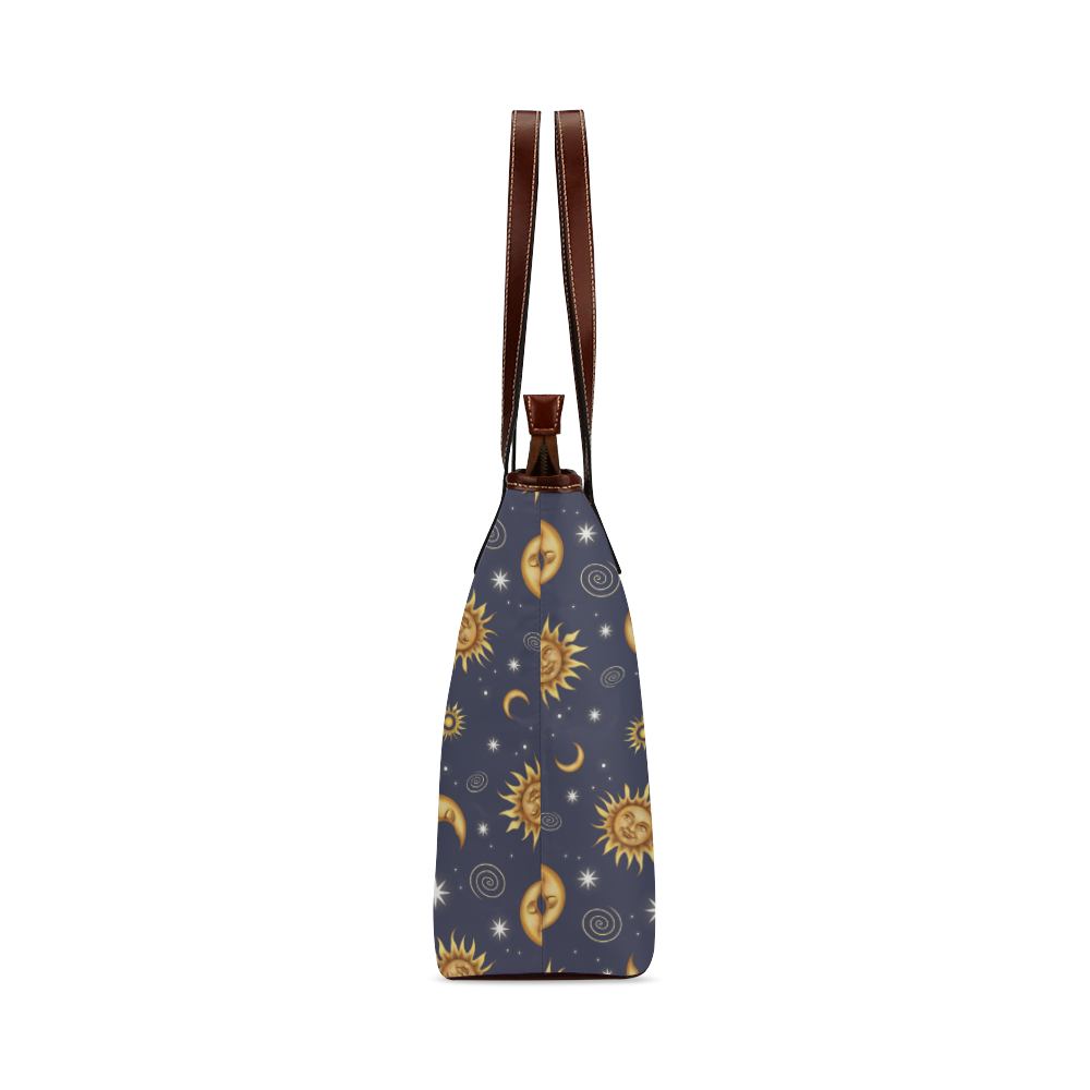 Vintage Celestial Pattern Shoulder Tote Bag (Model 1646)