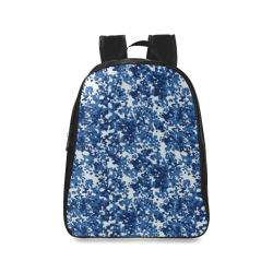 Digital Blue Camouflage School Backpack/Large (Model 1601)