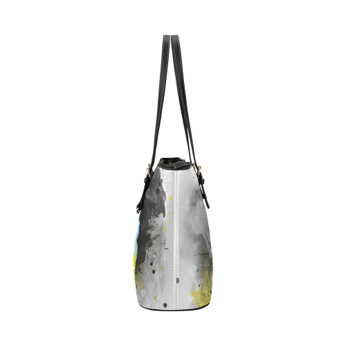 bird parrot art #parrot #bird Leather Tote Bag/Small (Model 1651)