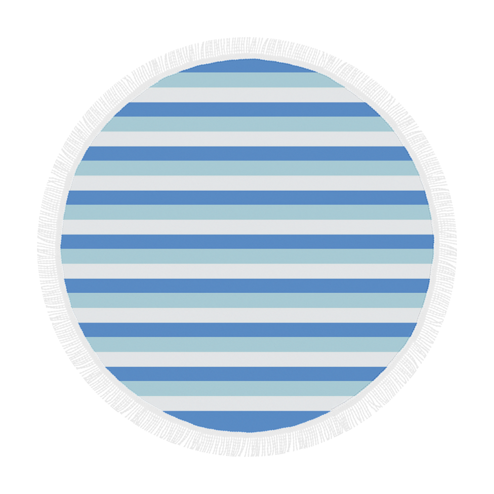 Blue Stripes Circular Beach Shawl 59"x 59"