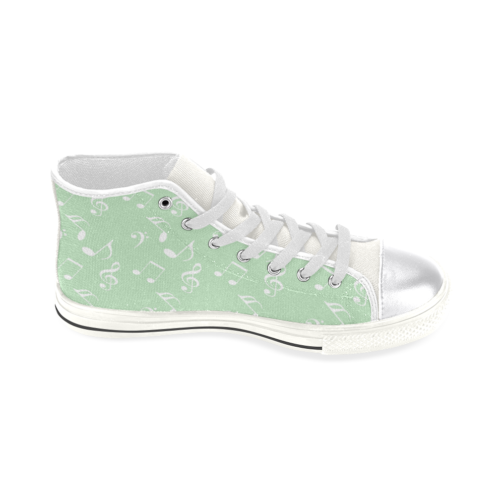 mint green white music Women's Classic High Top Canvas Shoes (Model 017)