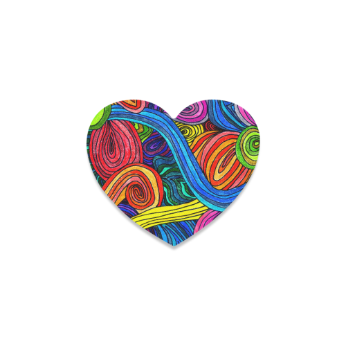 Psychedelic Lines Heart Coaster
