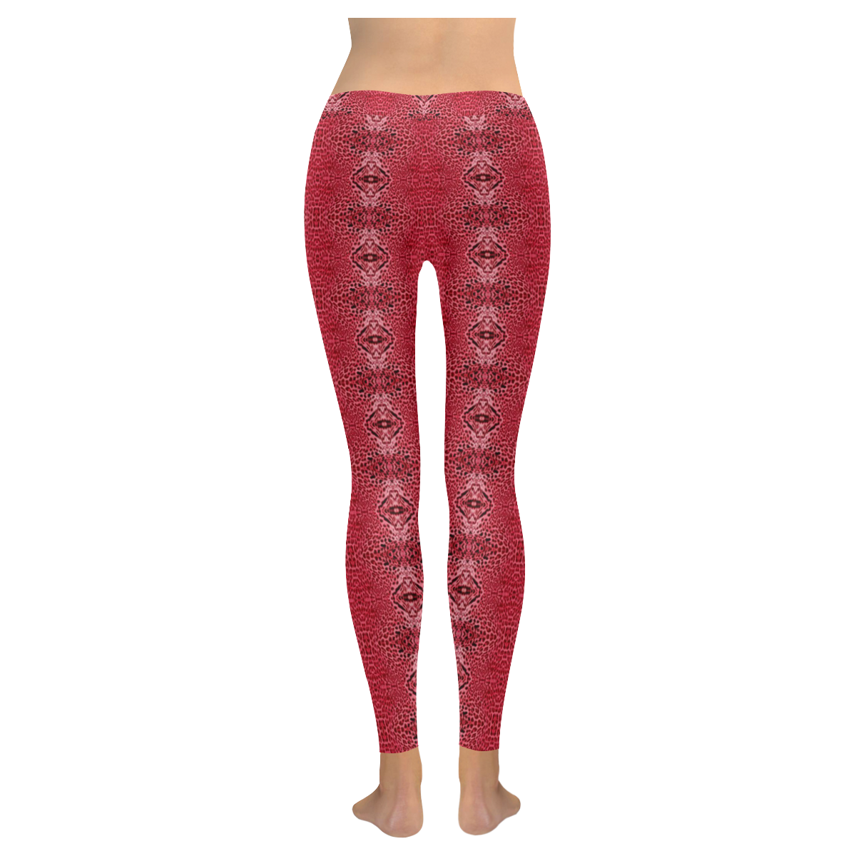 red leopard skin 2 Women's Low Rise Leggings (Invisible Stitch) (Model L05)