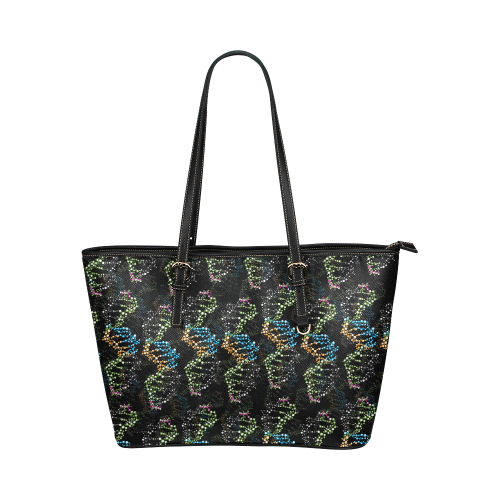 DNA pattern - Biology - Scientist Leather Tote Bag/Small (Model 1651)