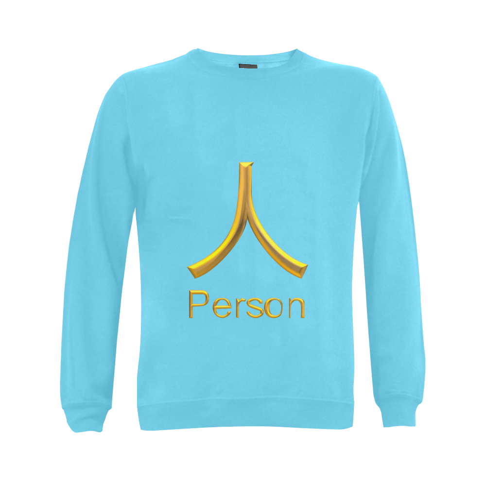 s-Golden Asian Symbol for Person Gildan Crewneck Sweatshirt(NEW) (Model H01)