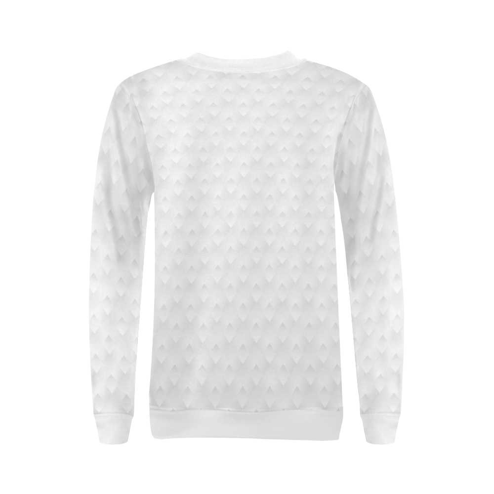 White Rombus Pattern All Over Print Crewneck Sweatshirt for Women (Model H18)