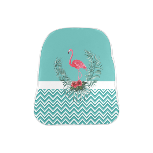 Retro Flamingo Chevron School Backpack (Model 1601)(Small)