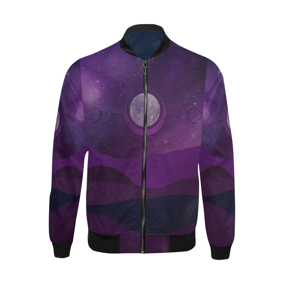 Purple Moon Night All Over Print Bomber Jacket for Men (Model H31)