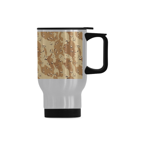 Vintage Desert Brown Camouflage Travel Mug (Silver) (14 Oz)