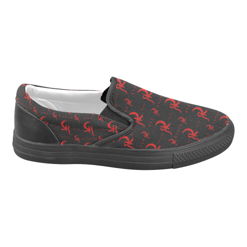 RED QUEEN RED & BLACK Men's Unusual Slip-on Canvas Shoes (Model 019)