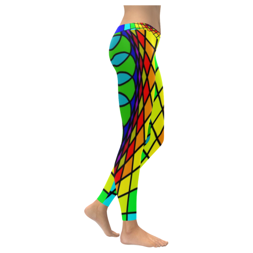 Mandala rainbow Women's Low Rise Leggings (Invisible Stitch) (Model L05)