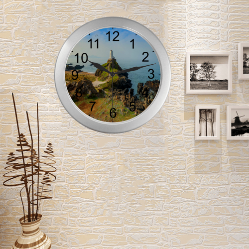 Lighthouse Fantasy Silver Color Wall Clock