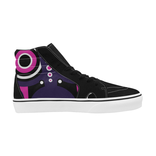 Pink Purple Tiki Tribal Women's High Top Skateboarding Shoes/Large (Model E001-1)