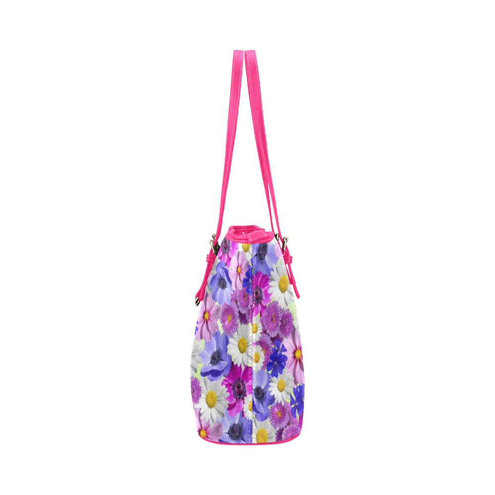 FLORAL DESIGN 43 Leather Tote Bag/Small (Model 1651)