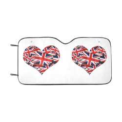 Union Jack British UK Flag Heart White Car Sun Shade 55"x30"