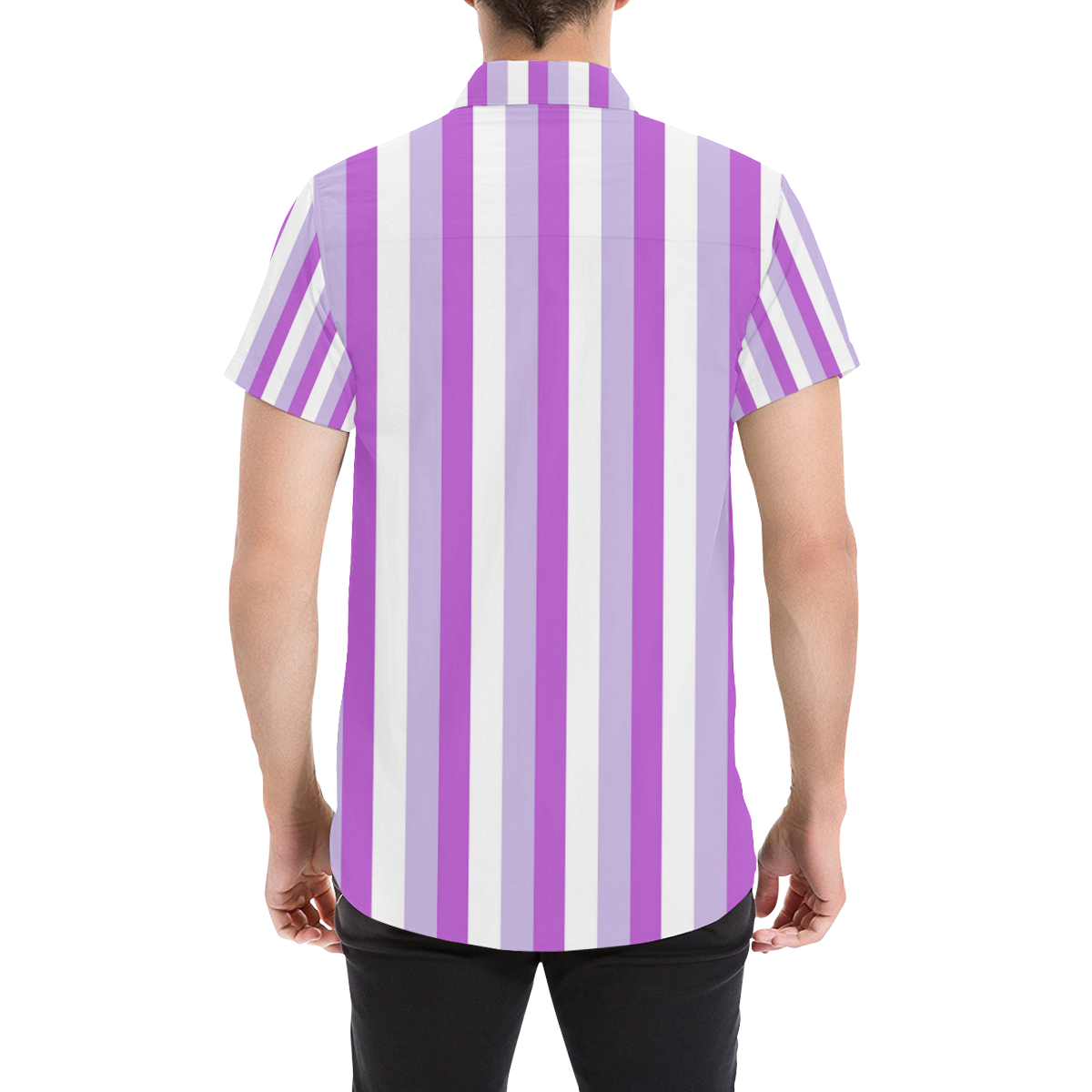 Purple Stripes Men's All Over Print Short Sleeve Shirt (Model T53)