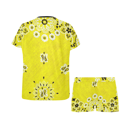 Grunge Yellow Bandana Women's Short Pajama Set