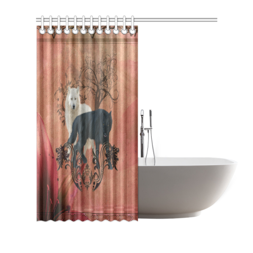 Awesome black and white wolf Shower Curtain 66"x72"
