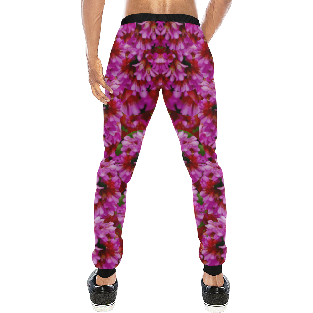 Happy florals  giving  peace Men's All Over Print Sweatpants/Large Size (Model L11)