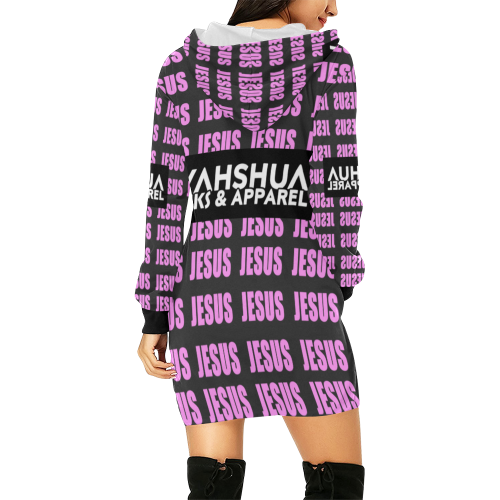 Jesus Hood Dress Pink All Over Print Hoodie Mini Dress (Model H27)
