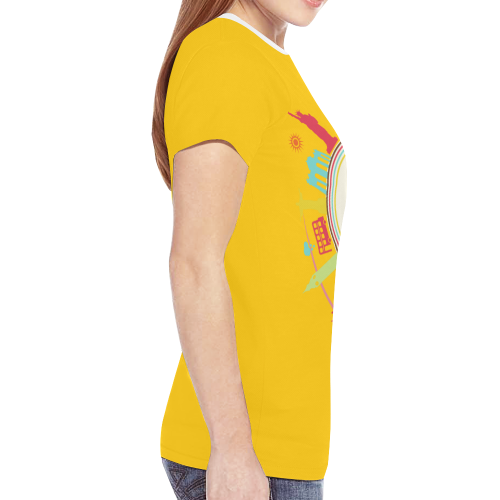 Traveling Yellow New All Over Print T-shirt for Women (Model T45)