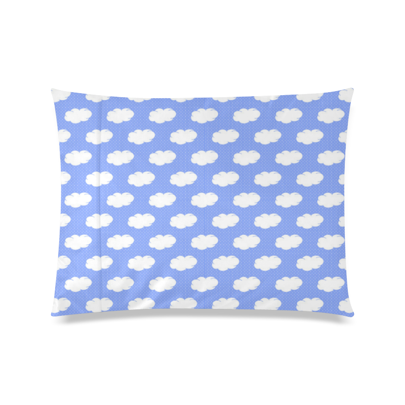Clouds and Polka Dots on Blue Custom Zippered Pillow Case 20"x26"(Twin Sides)