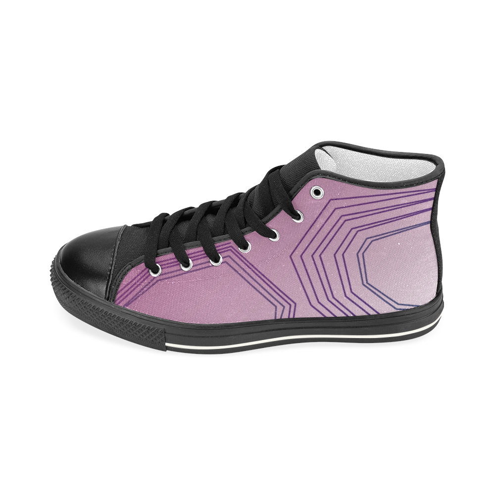 women shoes ethnic pink lines Women's Classic High Top Canvas Shoes (Model 017)