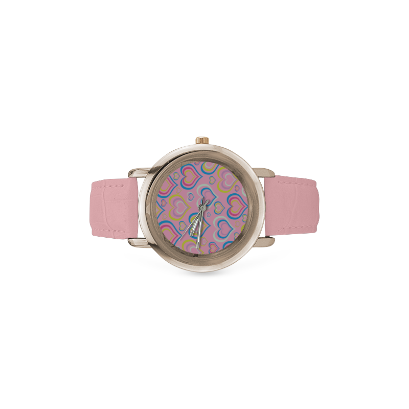 Sweet Heart Women's Rose Gold Leather Strap Watch(Model 201)