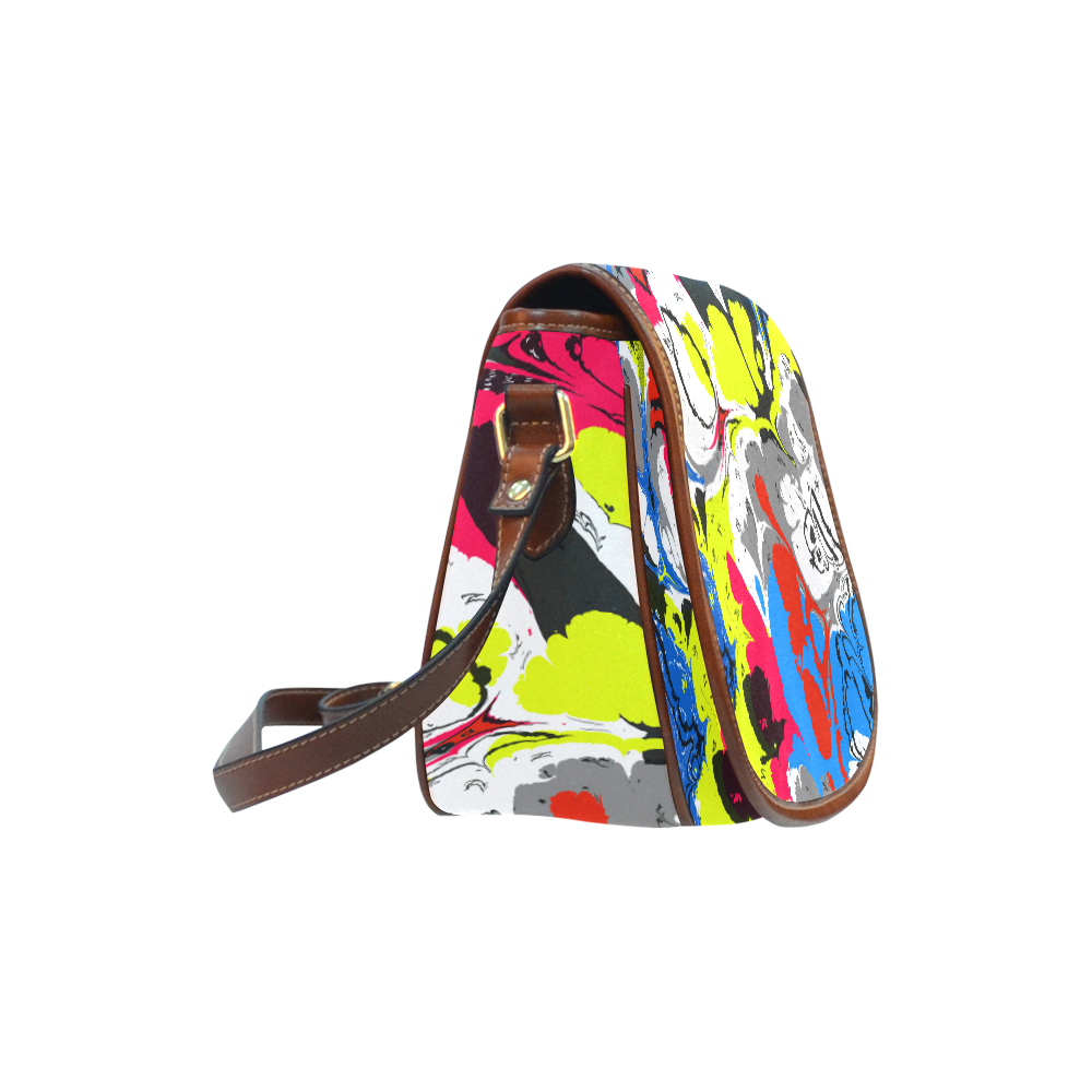 Colorful distorted shapes2 Saddle Bag/Large (Model 1649)