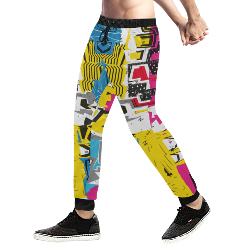 Distorted shapes Men's All Over Print Sweatpants (Model L11)