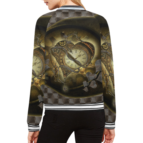 Awesome steampunk heart All Over Print Bomber Jacket for Women (Model H21)
