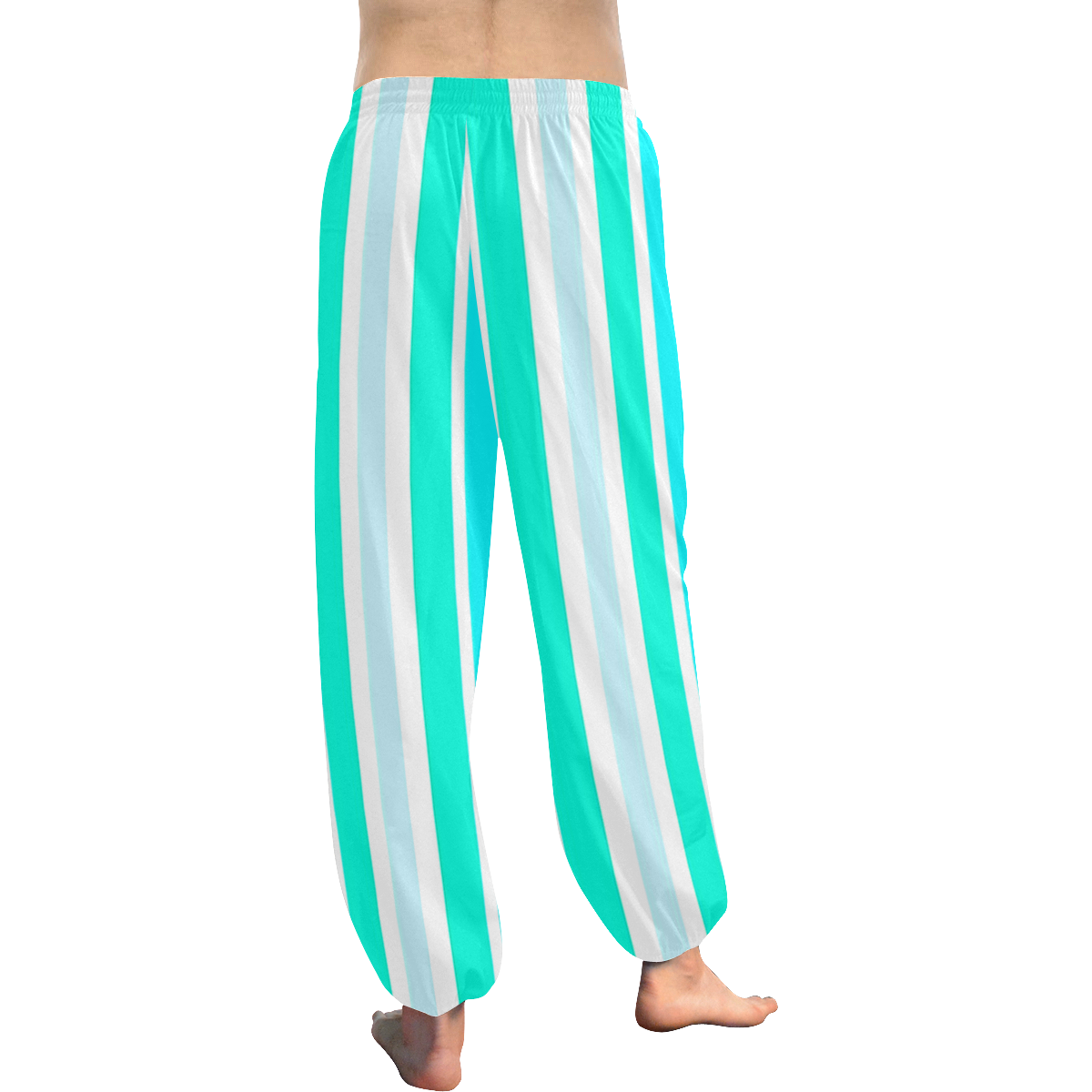 Turquoise Green Stripes Women's All Over Print Harem Pants (Model L18)