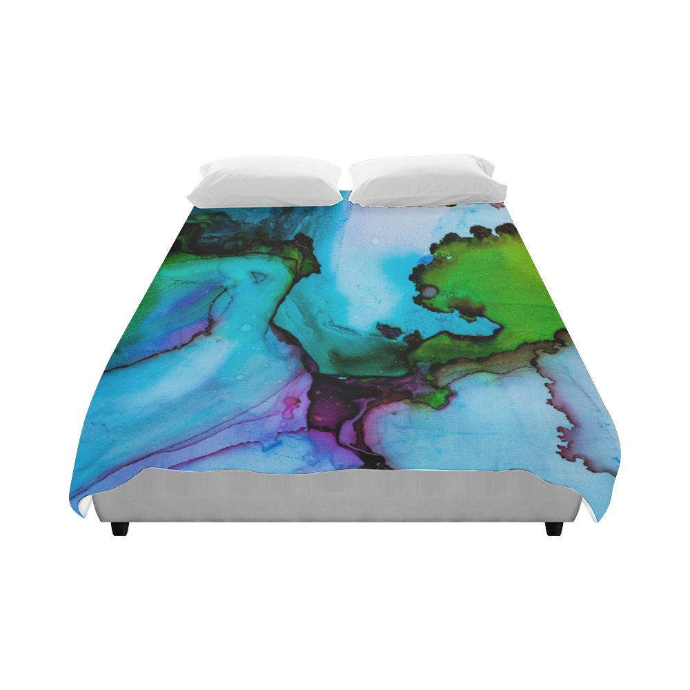 Blue green ink Duvet Cover 86"x70" ( All-over-print)