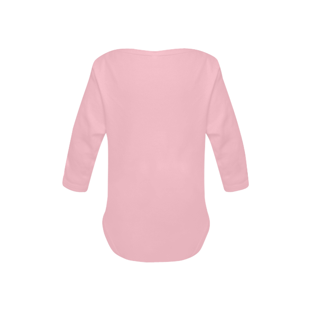 Napping Dog And Kitten Pink Baby Powder Organic Long Sleeve One Piece (Model T27)