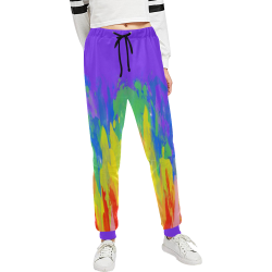 Flames Paint Abstract Purple Unisex All Over Print Sweatpants (Model L11)